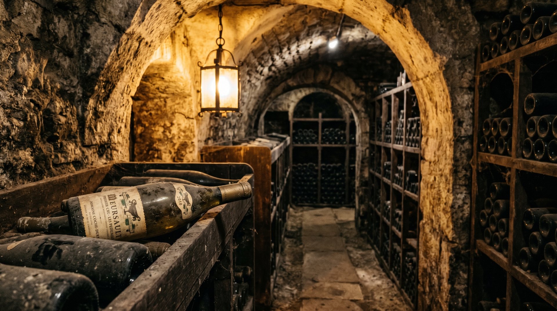 realistisches Bild von eienm weinkeller mit vielen flaschen wein links und rect&acute;hts 